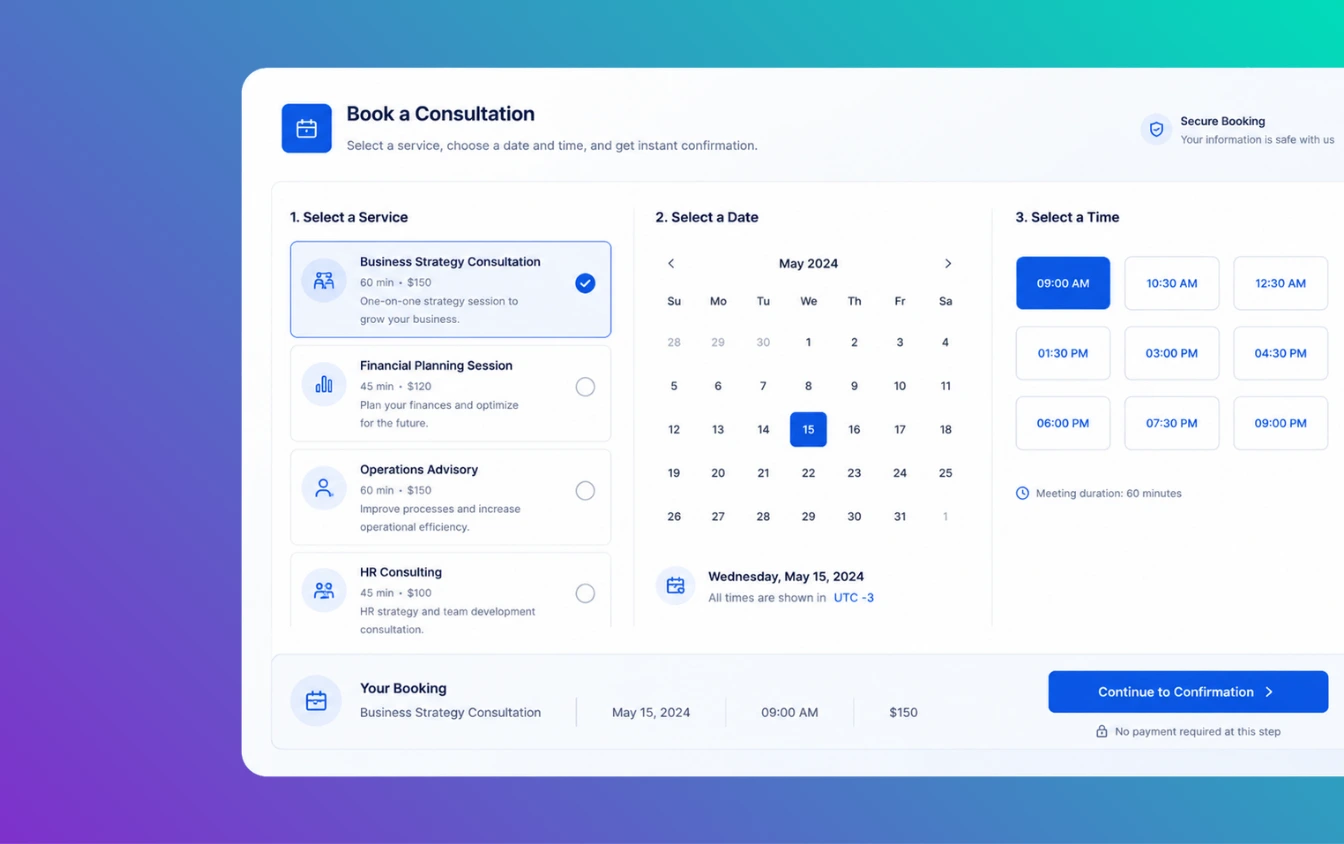 Getme Bookings consultations — scheduling discovery and advice sessions with customers.