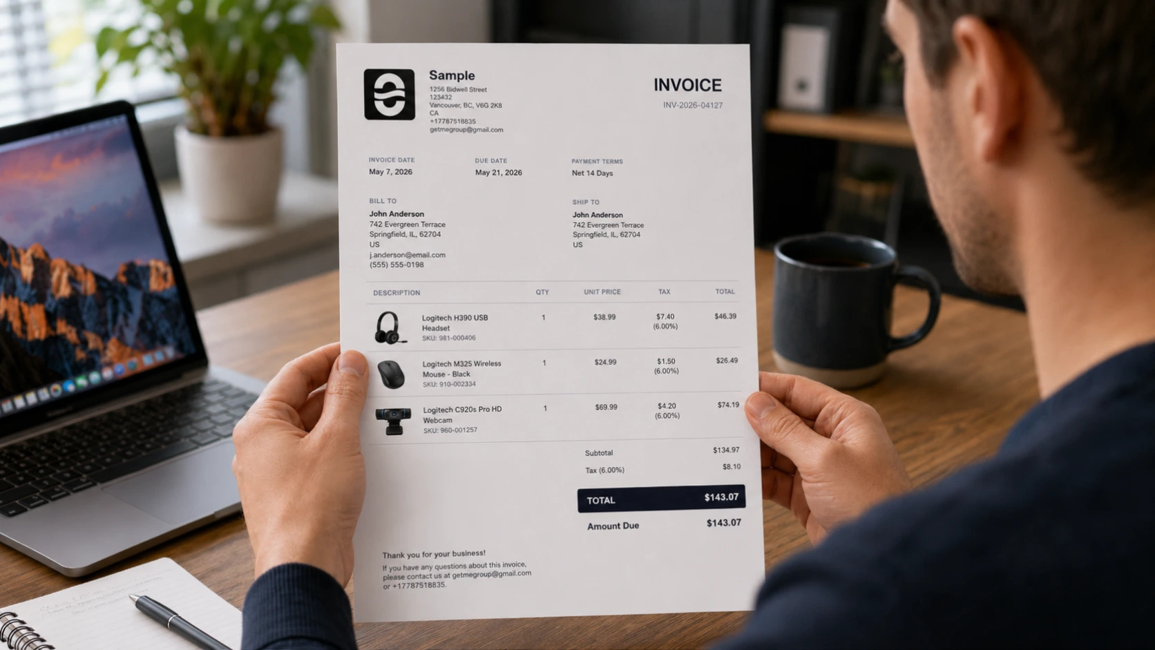 AI invoice finance workflow for finalized and voided invoices.