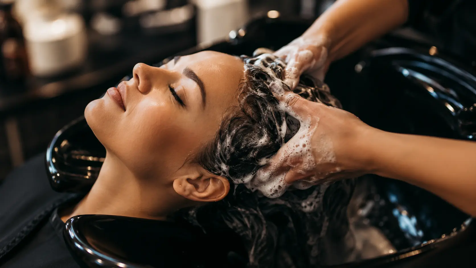 Hair salon website builder showing services, opening hours, and an online booking link.