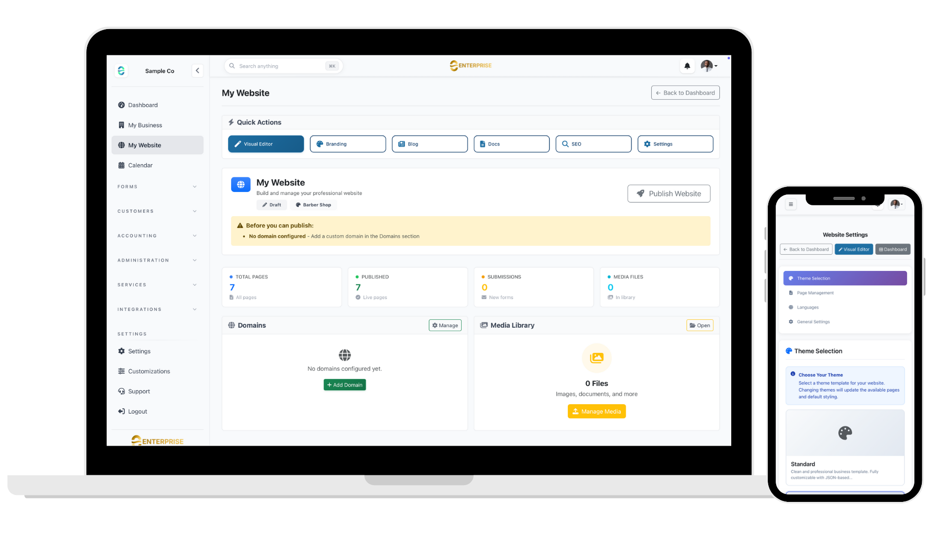 Integrated Website Builder